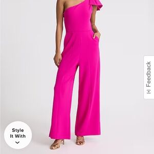 Express Vibrant Pink One-Shoulder Jumpsuit